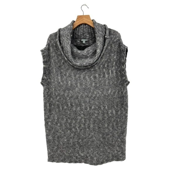 James Perse Funnel Neck Tunic Knit Sweater Merino Wool in Marled Grey 4 XL - Picture 1 of 7